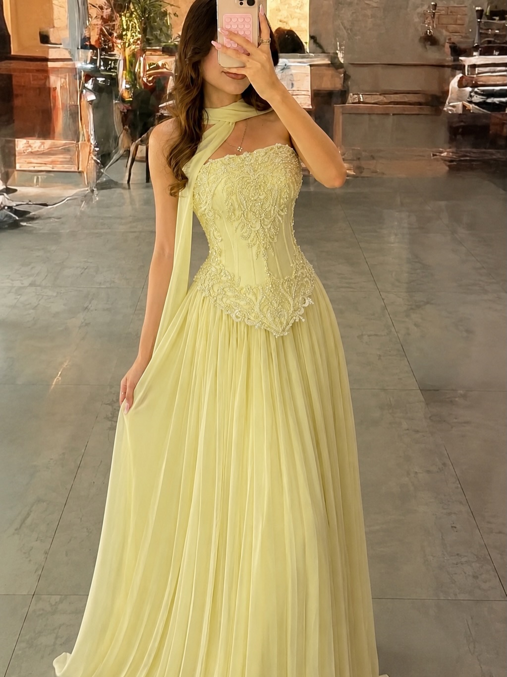 Embroidery Yellow Dress - Индивидуально изготовленное сексуальное желтое кружевное платье-корсет