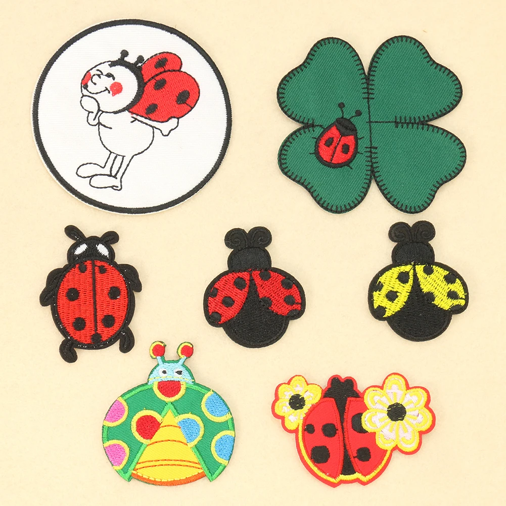 Embroidery Lady Bug - 2 шт. мультяшная Божья коровка четырехлистный