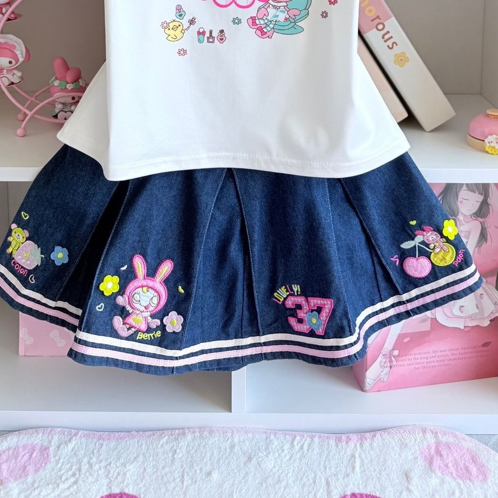 Японские милые комплекты юбок, – обзор и цена Embroidery Cotton Shirt