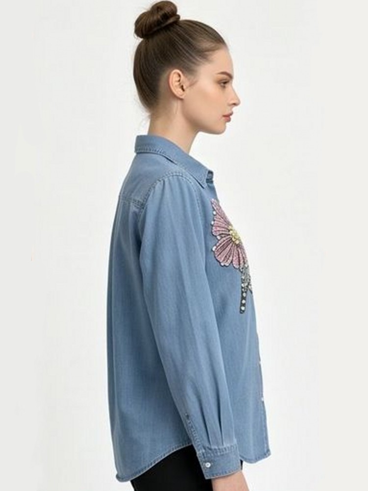 Женские джинсовые блузки с выш – обзор и цена Embroidery Cotton Shirt