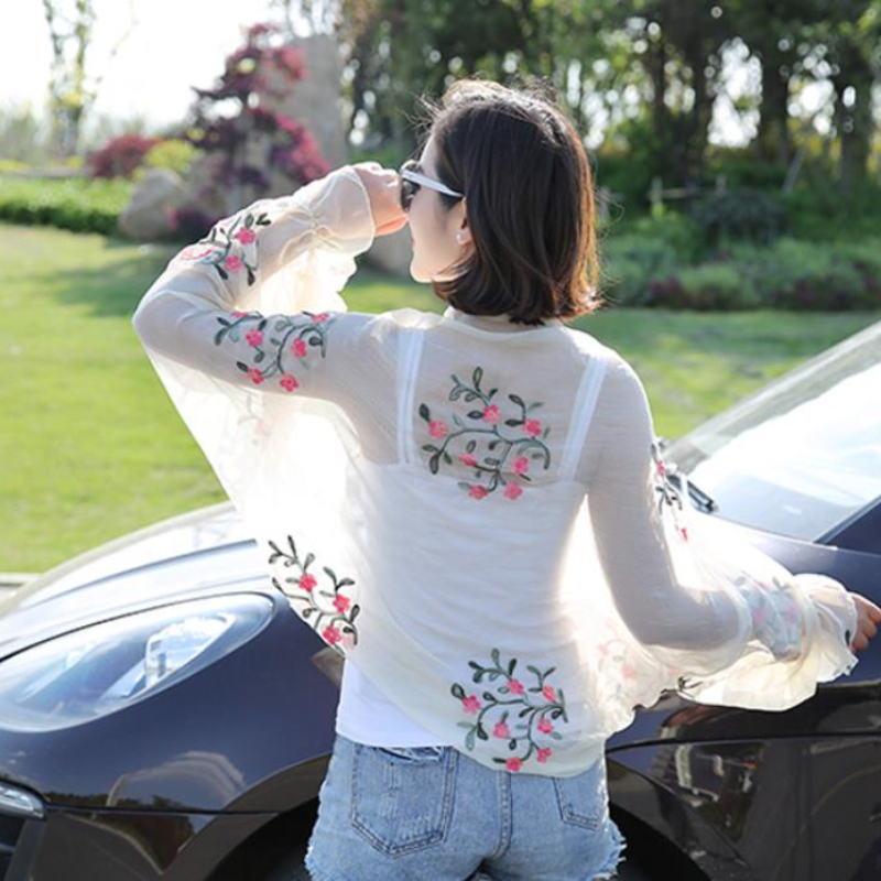 Новинка лета 20%, женская длин – обзор и цена Embroidery Cotton Shirt