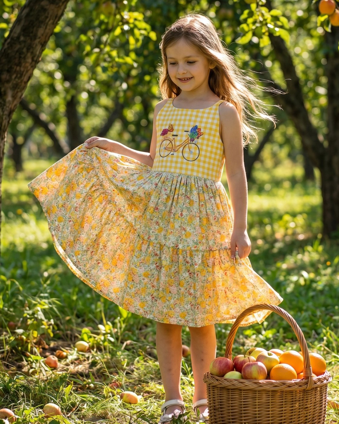 Платье для девочек, желтое, в  – обзор и цена Embroidery Yellow Dress